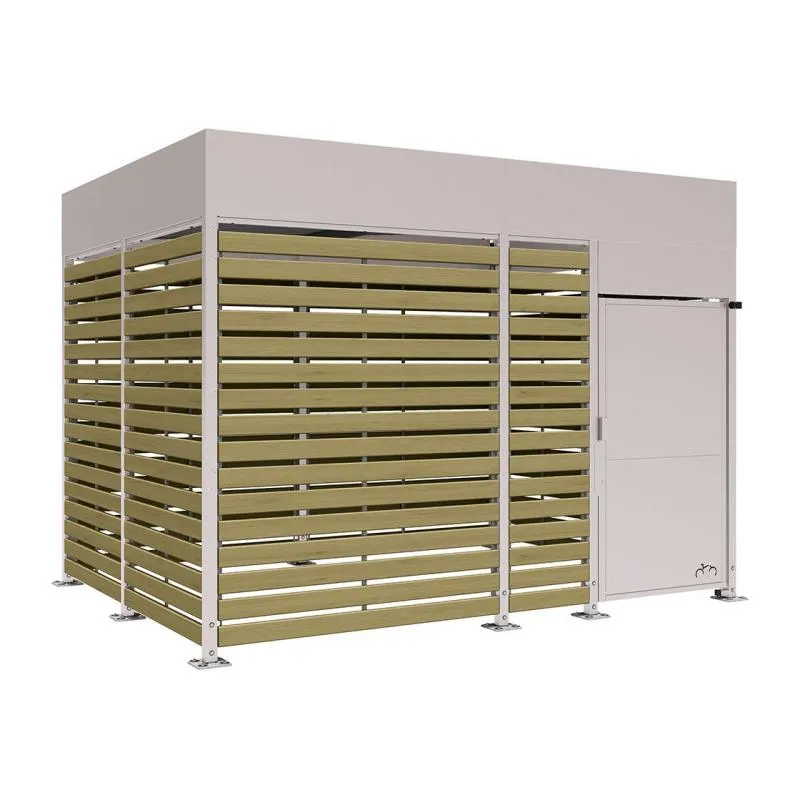 Box pour cycles coloris gris clair et bois, 4 m