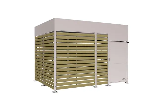 Box pour cycles coloris gris clair et bois, 4 m