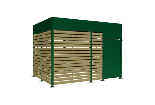 Box vélos extérieur acier vert et bois de 4 000 mm