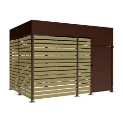 Box à vélos sécurisé avec bardage bois et acier marron, 4 m