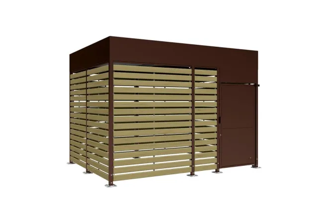 Box à vélos sécurisé avec bardage bois et acier marron, 4 m