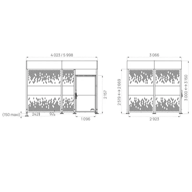 Dimensions des abris 2 roues sécurisés