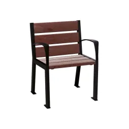 Fauteuil avec accoudoirs 6 lames plastique recyclé marron et structure noire