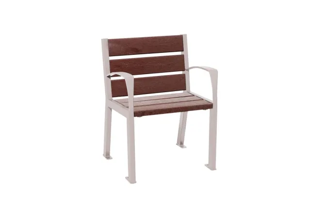 Fauteuil urbain en acier gris clair et plastique recyclé