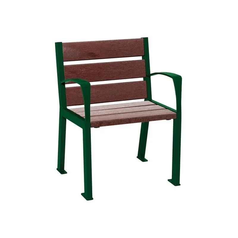Fauteuil de ville en acier vert avec accoudoirs