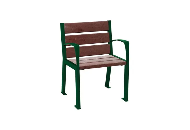Fauteuil de ville en acier vert avec accoudoirs