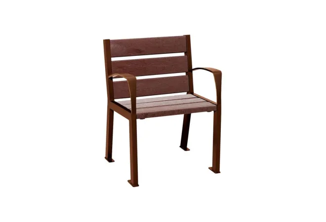 Fauteuil de rue avec accoudoir, finition Corten