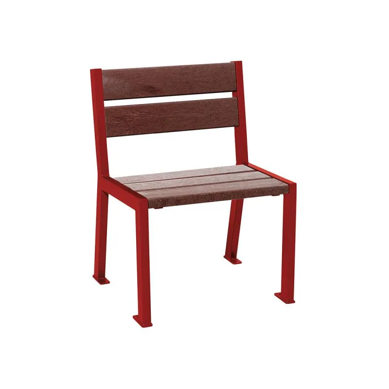 Chaise publique lames marron et acier bordeaux