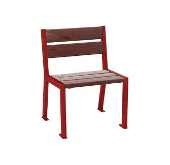 Chaise publique lames marron et acier bordeaux