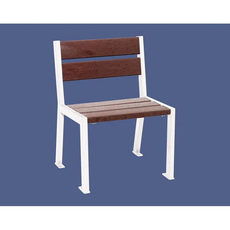 Chaise de ville acier blanc et lames recyclé marron