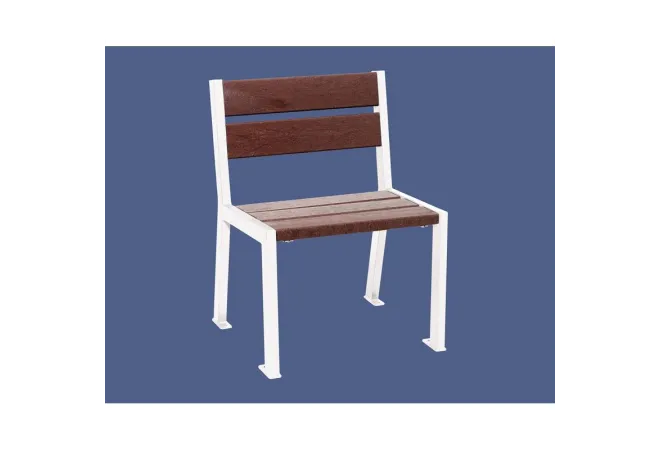 Chaise de ville acier blanc et lames recyclé marron