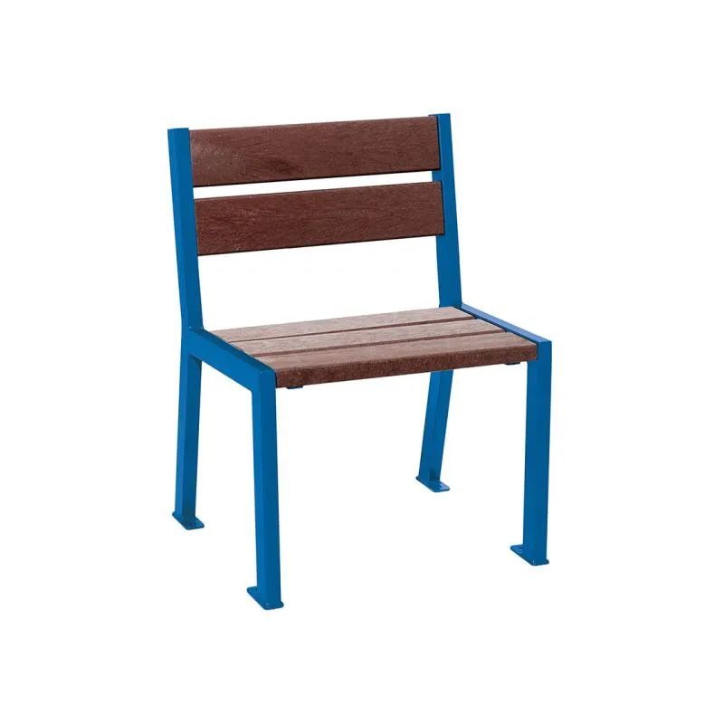 Chaise extérieure acier bleu et assise lames marron