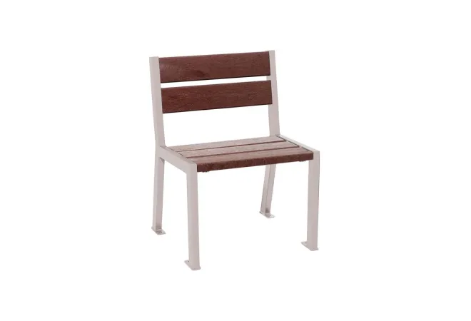 Chaise collectivité en lames marron et acier gris clair