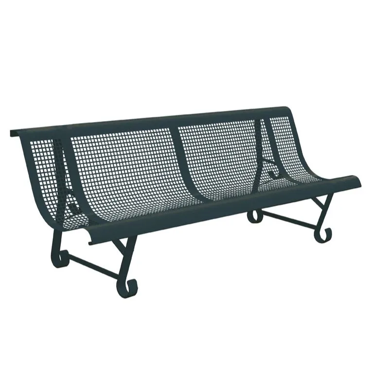 Banc avec dossier en acier