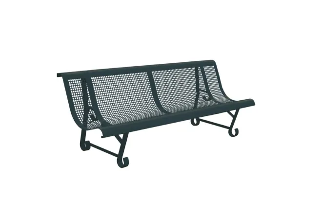 Banc avec dossier en acier