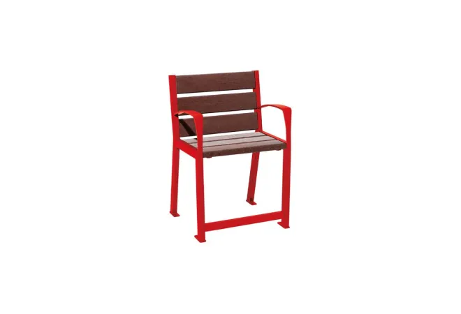 Fauteuil adapté sénior en acier rouge et plastique recyclé