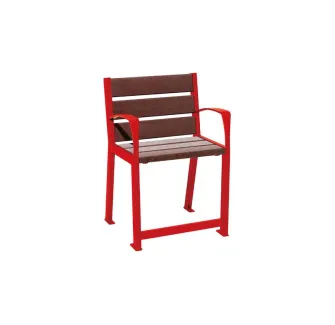 Fauteuil adapté sénior en acier rouge et plastique recyclé