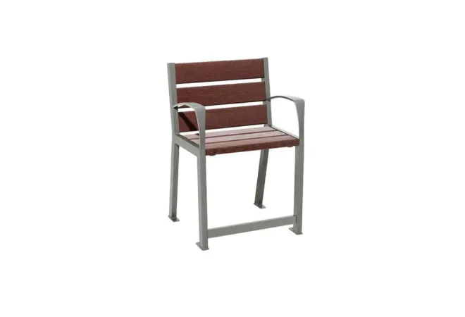 Fauteuil extérieur PMR acier gris Procity et lames de recyclé
