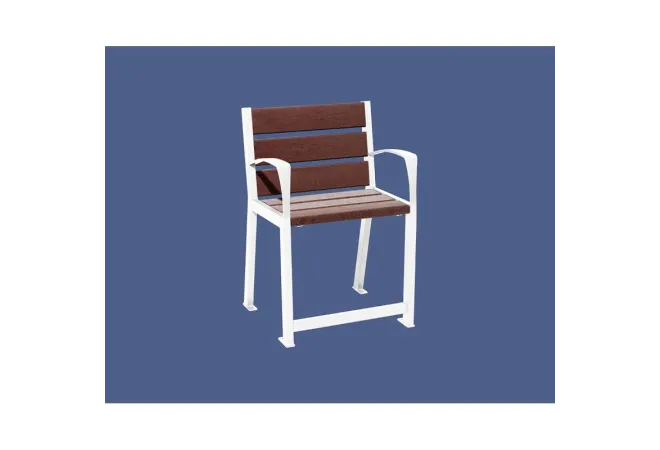 Fauteuil urbain pour personnes âgées en métal blanc et plastique recyclé