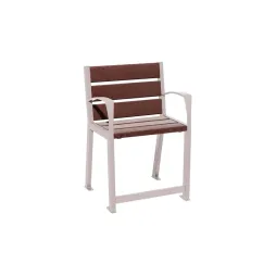 Assise extérieure PMR en plastique recyclé et acier gris clair
