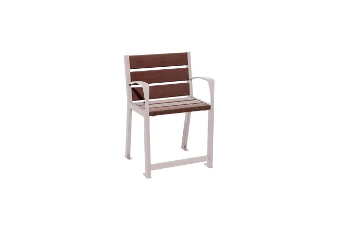 Assise extérieure PMR en plastique recyclé et acier gris clair
