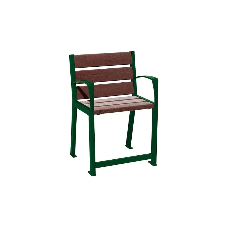 Fauteuil public adapté PMR en acier vert et plastique recyclé