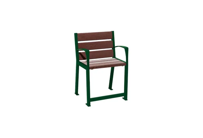 Fauteuil public adapté PMR en acier vert et plastique recyclé