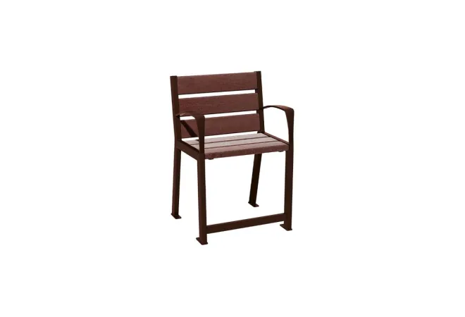 Fauteuil personnes âgées acier et plastique recyclé marron