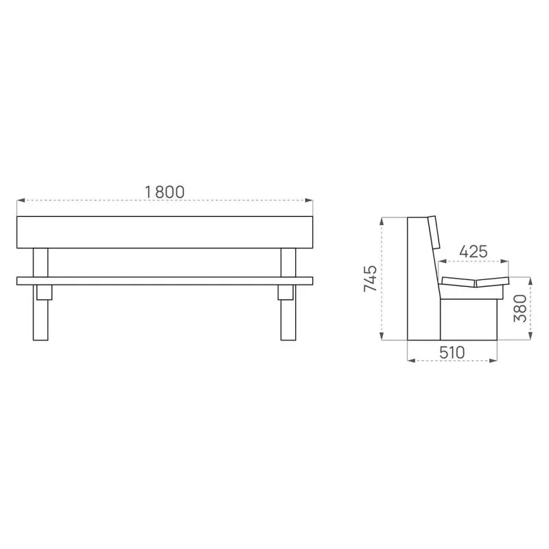Dimensions du banc en bois pour collectivité