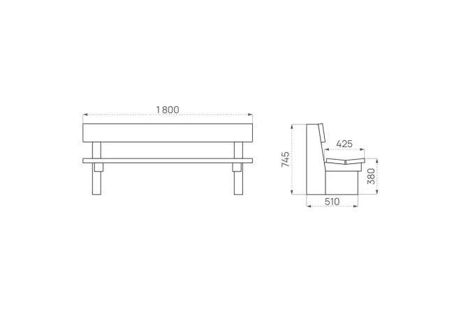 Dimensions du banc en bois pour collectivité
