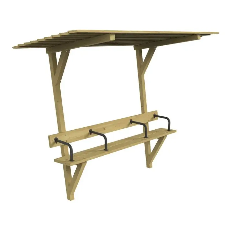 Banc en bois adapté aux personnes âgées, avec toit