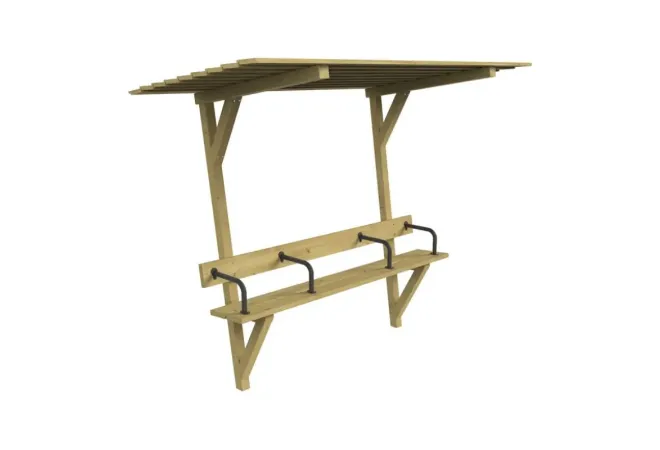Banc en bois adapté aux personnes âgées, avec toit