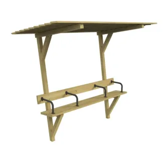 Banc en bois adapté aux personnes âgées, avec toit