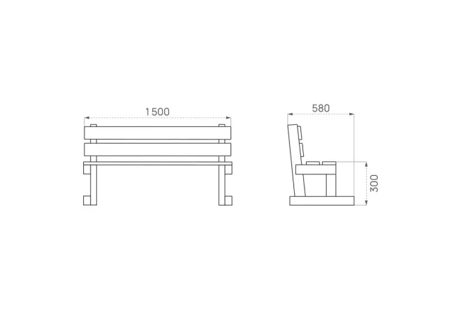 Dimensions du banc scolaire en bois