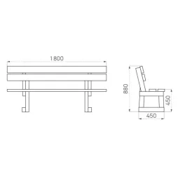 Dimensions du banc extérieur en bois Porto