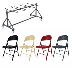 Lot chaises pliantes en métal