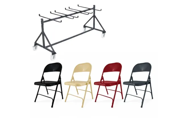 Lot chaises pliantes en métal