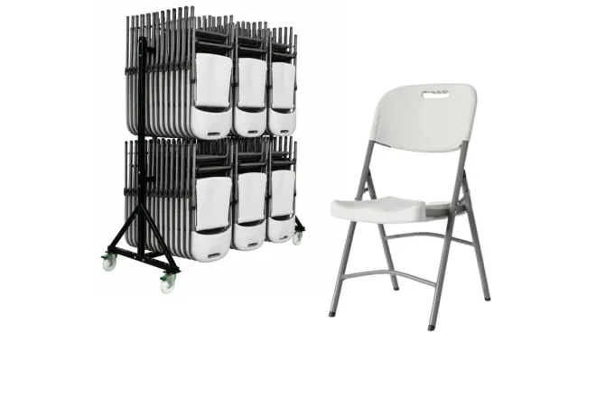 Lot de 52 Chaises pliantes M2 Polychaise + 1 chariot de transport Lot de 52 Chaises pliantes M2 Polychaise + 1 chariot de transport