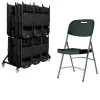Lot de 52 chaises pliantes grises en plastique et chariot de transport Lot de 52 chaises pliantes grises en plastique et chariot de transport
