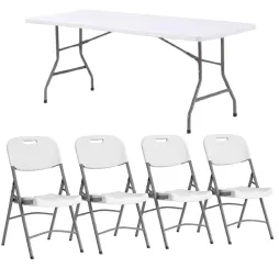 Lot chaises et tables pliantes en polypro Lot chaises et tables pliantes en polypro