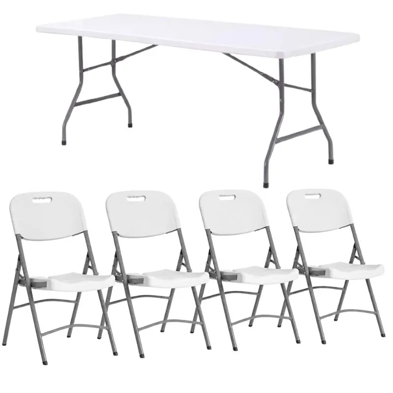 Lot chaises et tables pliantes en polypro Lot chaises et tables pliantes en polypro