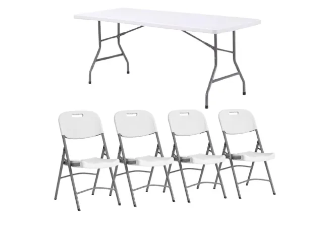 Lot chaises et tables pliantes en polypro Lot chaises et tables pliantes en polypro