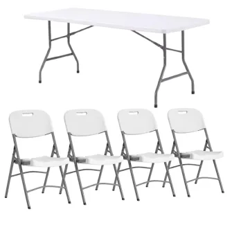 Lot chaises et tables pliantes en polypro