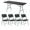 Lot de table et chaise pliante grises en plastique