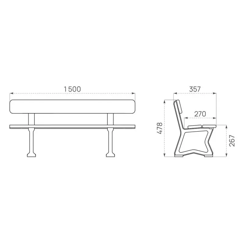 Dimensions du banc scolaire Mora