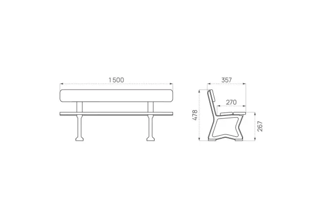 Dimensions du banc scolaire Mora