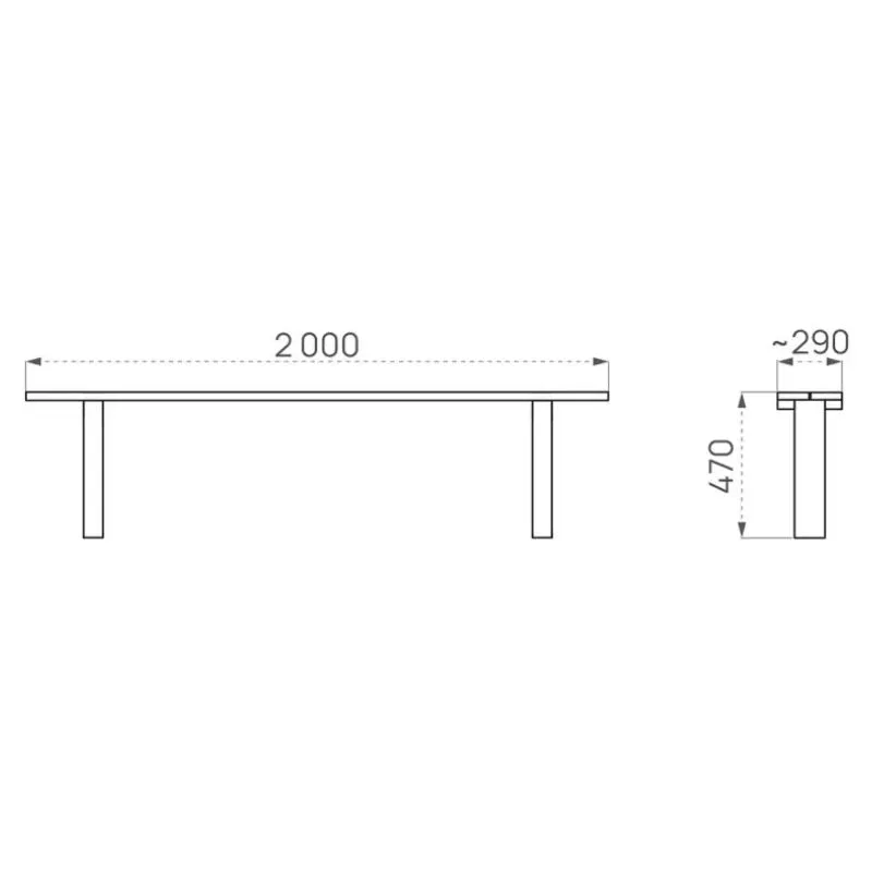 Dimensions de la banquette urbaine en bois Turin