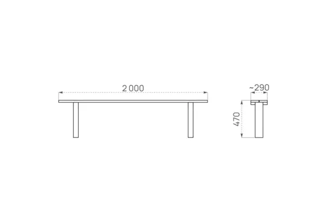 Dimensions de la banquette urbaine en bois Turin