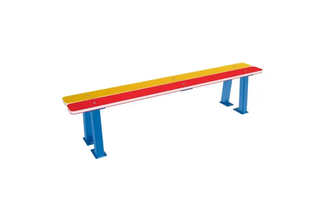 Banquette maternelle en acier et lames PEHD coloré Banquette maternelle en acier et lames PEHD coloré