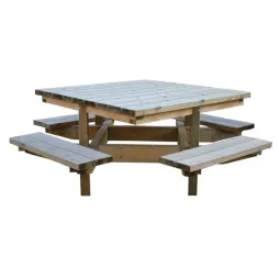 Table de pique nique pour collectivité en bois carrée Table de pique nique pour collectivité en bois carrée